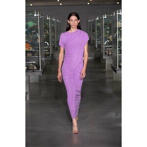 Atlein Ruched Rib Sheath Dress Lilac Purple FR 36 US Small